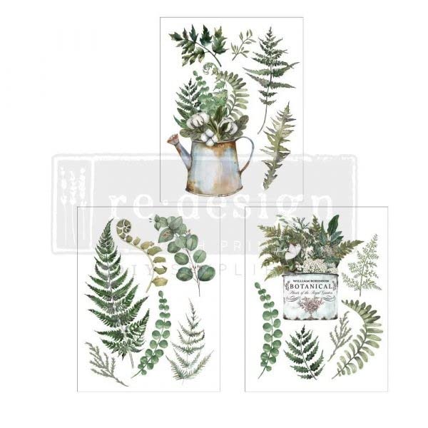 Prima Marketing Re-Design Decor Transfers 8.5"X11" 3/Sheets-Middy- Botanical Snippets