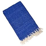 YogaDirect Solid Color Deluxe Mexican Yoga Blanket, Dark Blue (Color varies)