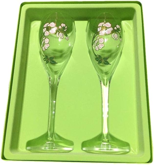 Lot de 2 flûtes à champagne Perrier jouet Belle Époque peinte à la