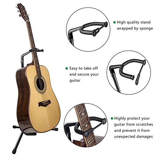 Mugig Tripod Guitar Stand for Acoustic, Electric guitar, Bass, Mandolins, Banjos, Ukuleles - Thumbnail 3