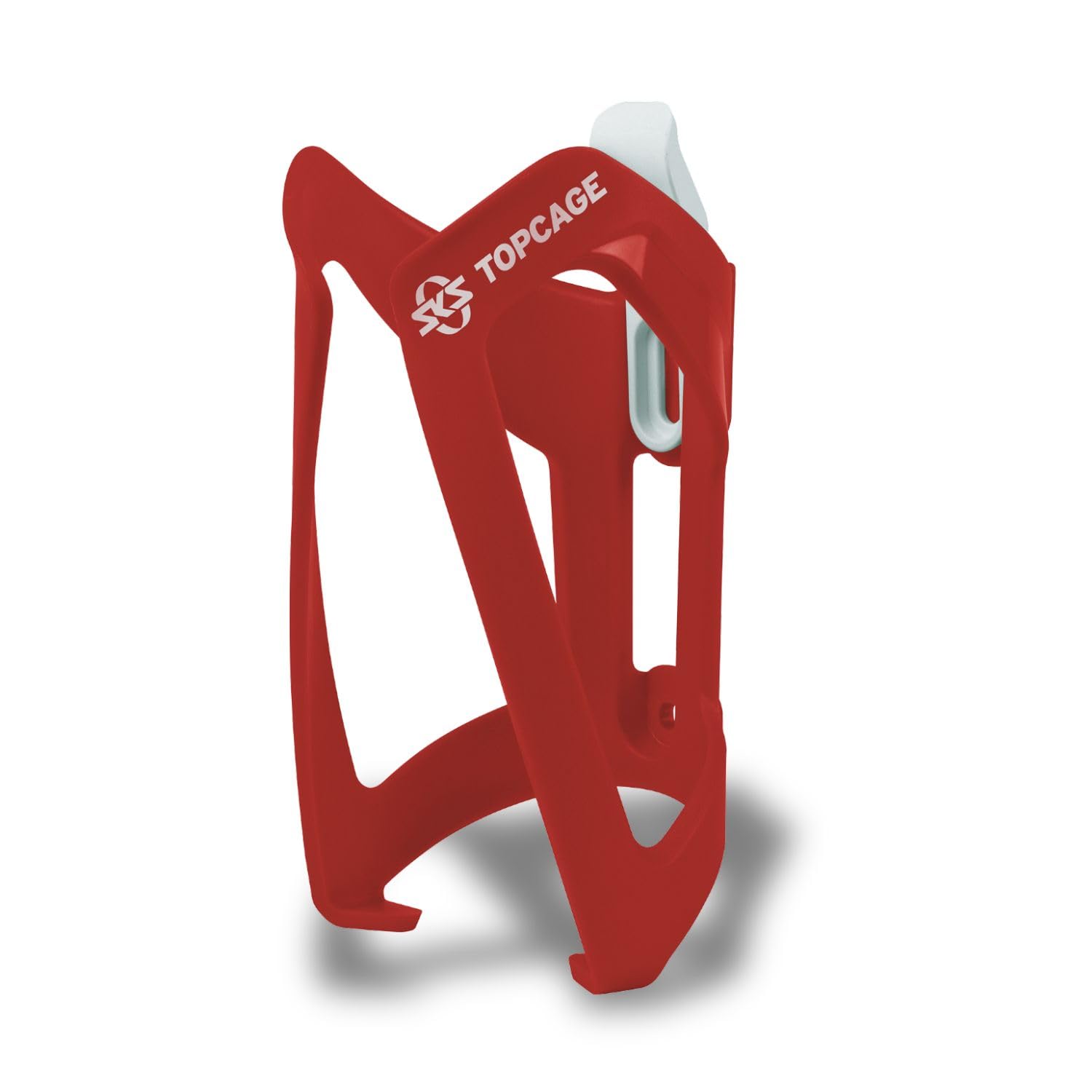 SKS GERMANY TOPCAGE RED bottle cage for bikes (bike bottle cage made of high-strength as well as lightweight plastic, adjustable stop, variable catch hooks for secure locking)