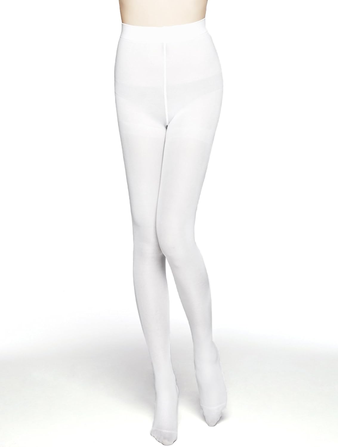 MOOCHI Women 80 Denier Semi Opaque Tights, White, One size fits 100-180LBS at  Women’s Clothing store