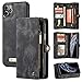Zttopo 11 Pro Max Wallet Case, 2 in 1 Leather Zipper Detachable Magnetic 11 Card Slots Card Slots Money Pocket Clutch Cover with Screen Protector for iPhone 11 max 6.5 Inch