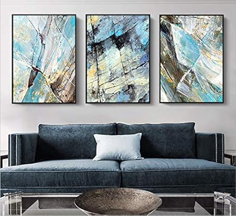 Triptico De Pintura Mural 3 Piezas Lienzo Arte De La Pared