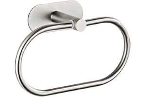 HOPCENT Towel Ring Self Adhesive No Drill Hand Towel Holder for Bathroom SUS 304 Stainless Steel Brushed Nickel (Silvery)