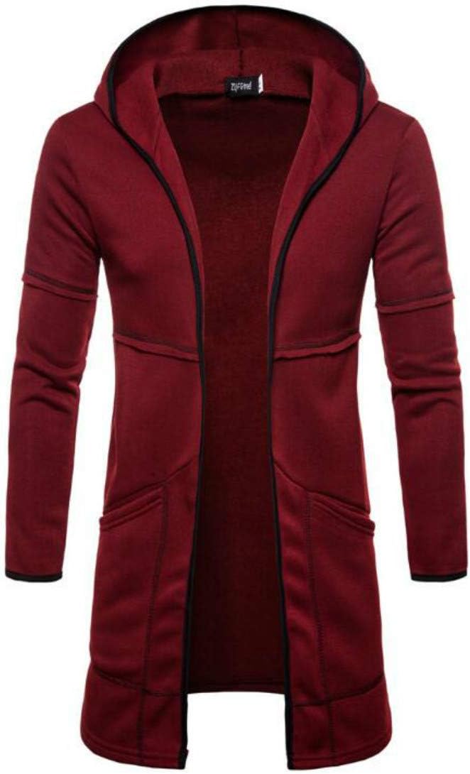 Colygamala Men's Fashion Long Cape Cardigan Sweatshirt Hoodie Black Cloak Outerwear