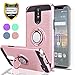 Stylo 3 / Stylus 3 / Stylo 3 Plus Case with HD Screen Protector,Ymhxcy 360 Degree Rotating Ring & Bracket Rubber Dual Layer Shock Bumper Resistant Back Cover for LS777-ZH Rose Gold