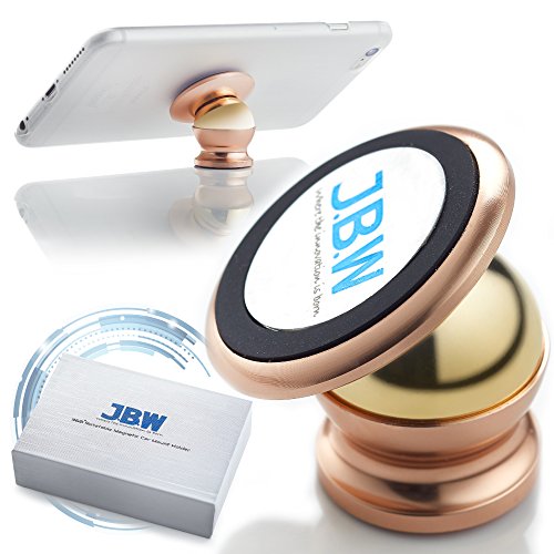 Car Mount, J.B.W. Premium Magnetic Cell Phone Holder Cell Phone Car Mount Smartphone Holder 360 Degree Rotatable Cradle Mount Kit - Rose Gold