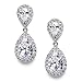 SWEETV Cubic Zirconia Teardrop Bridal Earrings, Rhinestone Dangle Earrings for Wedding Prom Anniversary