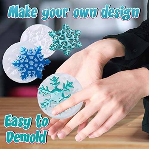 Catcrafter Christmas Silicone Snowflake Resin Molds-Ornament Molds with Glitters Snowflakes Casting Jewelry Making Kit Accessories for Necklace Earring Keychain DIY for Home Decoration Weddings Party
