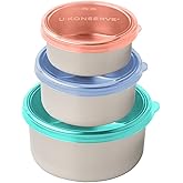 U Konserve Stainless Steel Nesting Trio Food Containers with Silicone Lids, Leak Proof & Dishwasher Safe (Set of 3: 5/9/16 oz)