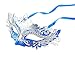 Masquerade Mask Shiny Metal Rhinestone Venetian Pretty Party Evening Prom Mask,Silver and Blue,One size