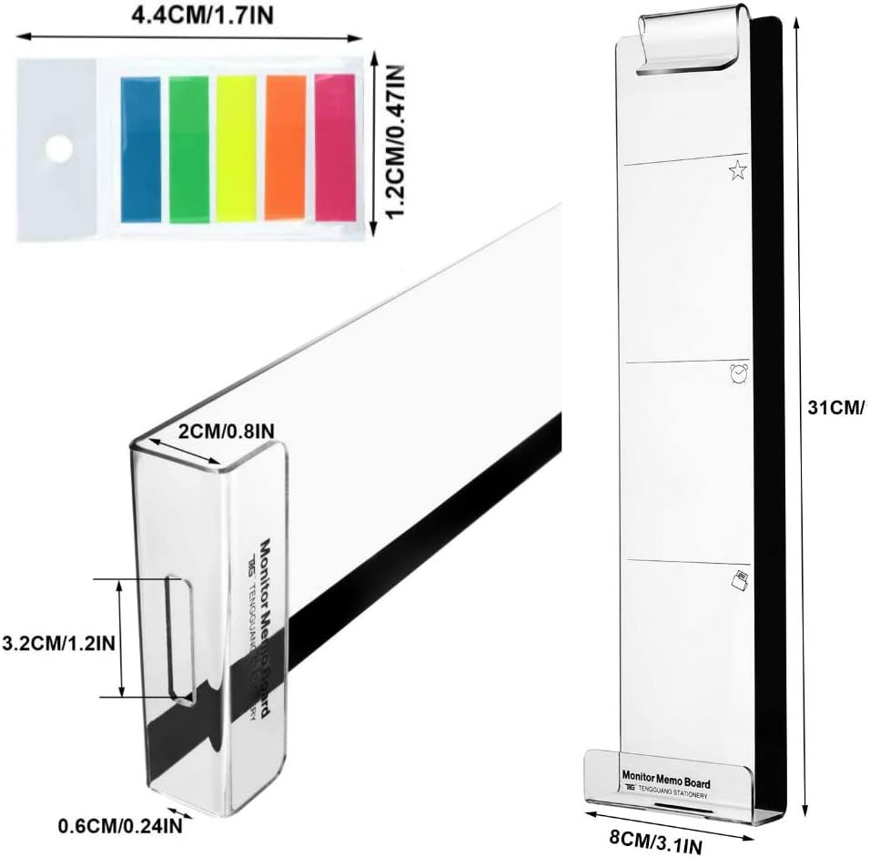 2 Pcs Computer Monitor Memo Board Acrylic Monitor Message Board and 5 ...