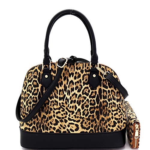 Leopard Ostrich Animal Print Vegan Leather Dome Satchel Purse Handbag Pricepulse