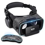 3D VR Headset With Remote Controller for 3D Movies & VR Games, Skin-Friendly Lightweight Comfortable Virtual Reality Headset with Stereo Headphone, Fit for 4.7