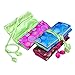 ALASKA BEAR® - Travel Jewelry Case Polka Dot Roll with Silk Embroidery Brocade Tie Close Handbags(Blue)