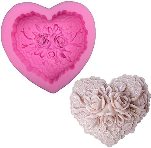 New Heart shaped roses bow silicone mold chocolate fondant cake decoration Soap baking kitchen tool