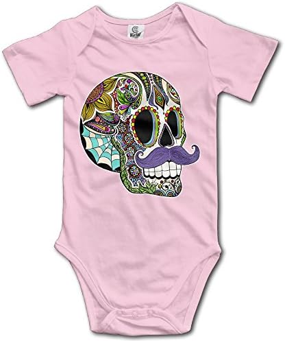 Sugar Skull Beard Funny Baby Onesie Unisex Screen-Print Memorial Baby Bodysuit Onesies