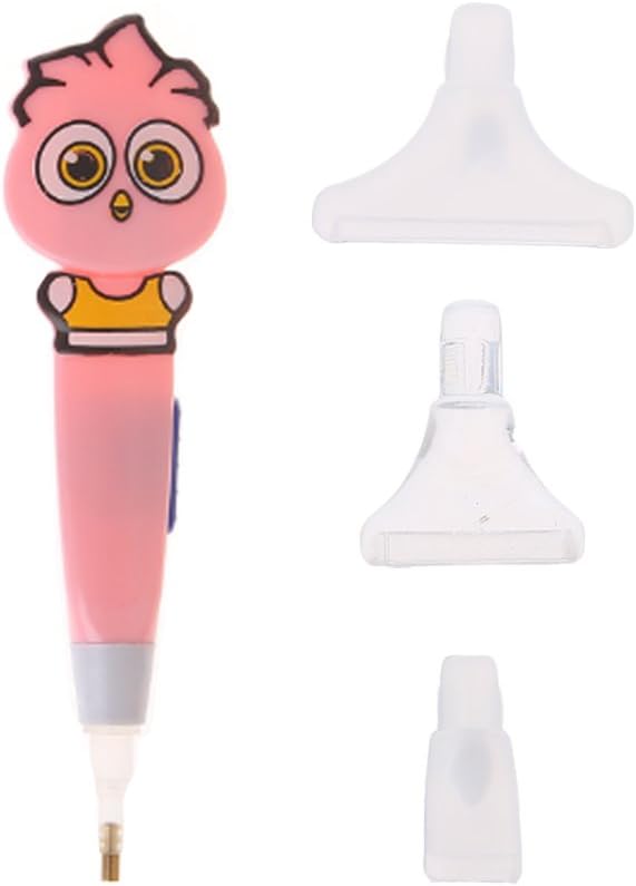 Dabixx 5D Diamond Painting Cross Stitch Embroidery Point Drill Pen 4 Heads w/LED Light Pink Bird