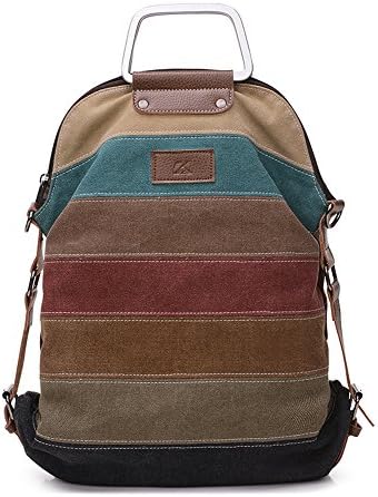 PILER Women Canvas Large Capacity Striped Schoolbag Casual Travel Backpack for 14 inch Laptop Korean Style