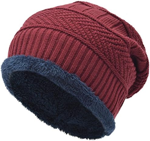 EASTER BARTHE Mens Winter Beanie Warm Winter Hat Fleece Lined Knit Beanie Hat Baggy Oversized Slouchy Skull Beanie Cap