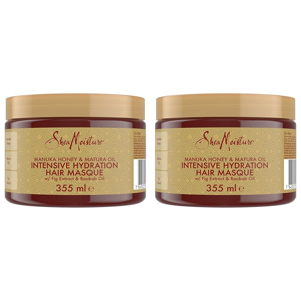SHEA MOISTURE Manuka Honey & Mafura Oil Intensive Hydration Hair Mask sulphate and silicone free hair mask for dry hair for dry, damaged hair 355 ml (Pack of 2)