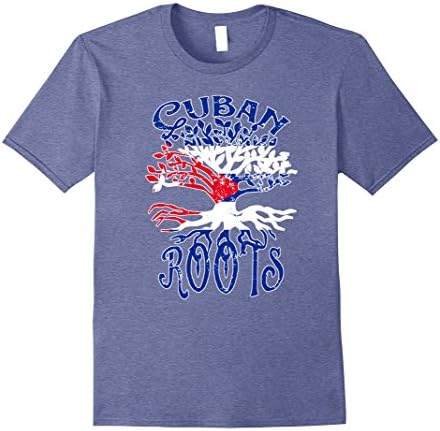 Mens Cuban Roots Family Tree Flag of Cuba T-Shirt Large Heather Blue