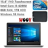 Dell Inspiron 5559 15.6 Inch Full HD Touchscreen Backlit Keyboard Laptop with Woov Laptop Sleeve (Intel Core i5-6200 8GB RAM 1TB HDD Realsense 3D Camera Windows 10)