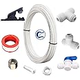 PureSec IMK01 Ice Maker Water Line Kit 3/8"&1/4" Fridge Water Line Connection DIY Kit for Connecting Reverse Osmosis Water Filtration System to Refrigerator/Ice Maker