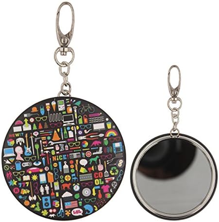 NiceShop16 Cute Cartoon Pattern Background Design 2.95 inch Keychain Button Mirror Key Chain (Style04)