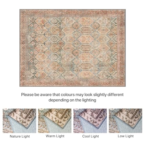 BEIMO Vintage Salon Rug, Room Rugs, Essential Living Room Rug, Non-Slip Washable, Large Persian Rugs for Living Room, Red Brick Color, 200 x 290 cm