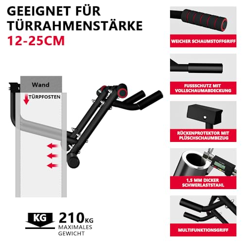 ONETWOFIT Pull Up Bar for Door Frame, Door Pull Up Bar with 6 Holes Design, Pull Up Bar 2026 Strength Training, for Home (up to 210 kg)