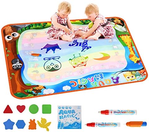 VSATEN Aqua Magic Mat, Large 39.5 x 27.5 Inch Water Drawing Doodle Mat for Toddlers, Coloring 7 Rainbow Painting Board Educational Learning Toys Gifts for Kids Boys Girls Age 2 3 4 5 6 7 Year Old