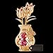 Beautifully Crafted Tulips in A Vase Table Top Ornament Dipped in 24k Gold Plating Made with Genuine Matashi Crystals (Butterfly, Red Crystal)