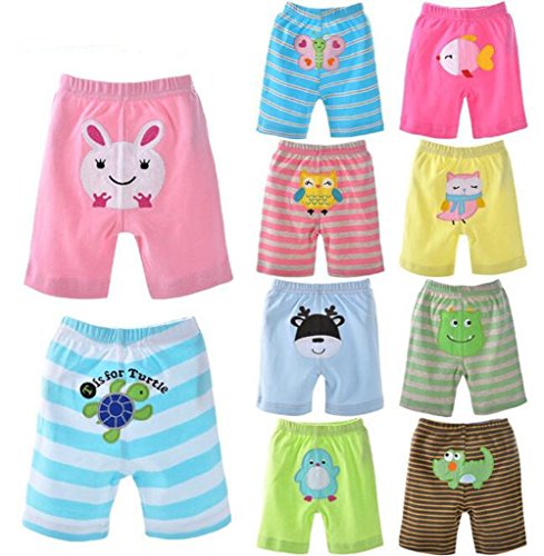 Monvecle Baby Girl 5 Pack Newborn to Toddler Summer Cotton Cartoon Shorts Gift Set 3M