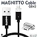 MAGNITTO 3.3 Feet Premium Compact Magnetic Braided USB Charging Cable for Samsung Galaxy S2 S3 S5 S4 S6 S7, Note 2/3/4/5,LG G4 G3, Sony Xperia Z5, HTC, Fast Charging Data Transfer Cord Android (Black)