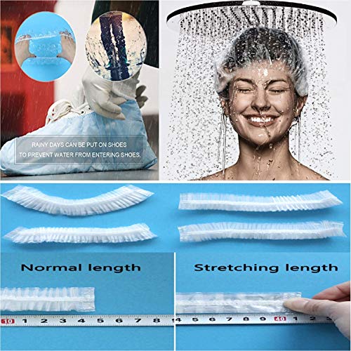 100 PCS Clear Disposable Plastic Shower Caps Large Elastic Thick Bath Cap For Women Spa,Home Use,Hotel and Hair Salon,Pack of 100 Individually Wrapped