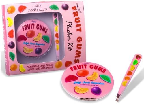 Fruit Gums Plucker Kit (Tweezers & Magnifying Mirror Compact) - Mad Beauty by Fruit Gums