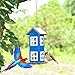 Giantex Wild Bird House Feeder, Weatherproof Bird Feeder for Outside, Easy to Clean & Refill Food, Comes with Hanging Cord, Suitable for Backyard, Garden & Window Sill, Hanging Bird Feeder (Blue)
