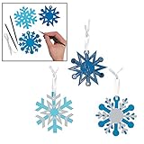 Paper Blue Magic Color Scratch Snowflake Christmas Ornaments - 24 Pieces
