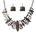 Unique Art Tribal Abstract Pattern Bib Choker Necklace Earrings Jewelry Set