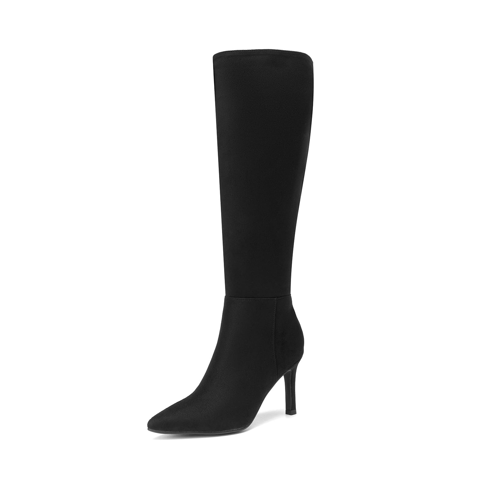 Photo 1 of SelenePair Women's Knee High Dress Boots - Pointed Toe, Stiletto Heel, Side Zipper (Black Imi, Size 8)