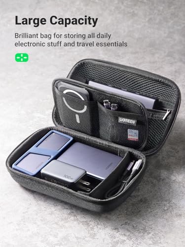 UGREEN Large Electronic Organizer, Expanded Travel Case for Tech Accessories, Water-resistant Shockproof Protective Holder for Chargers, Cables, Large Hard Drives, Power Banks, and More
