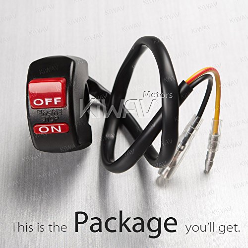 KiWAV black engine switch on/off 12v DC electrical motorcycle scooter atv fit 7/8" handlebar