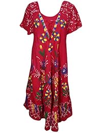 Women's Dresses Cap Sleeves Floral Tie-Dye Flared Hem Swing Loose Fit Dress S/M