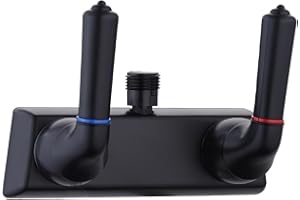 PURITYSAGE RV Shower Faucet, 4" RV Camper Shower Faucet Valve Diverter Replacement with Dual Lever Control Hot and Cold Water for Outside and Inside Bathroom, Black