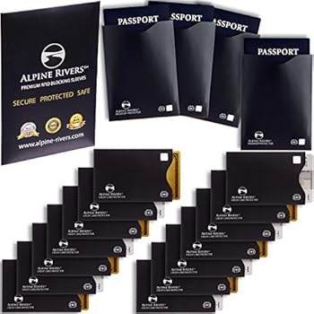18 RFID Blocking Sleeves (14 Credit Card Holders & 4 Passport Protectors) Ultimate Premium Identity Theft Protection Sleeve Set for Men & Women. Smart Slim Design Perfectly fits Wallet/Purse