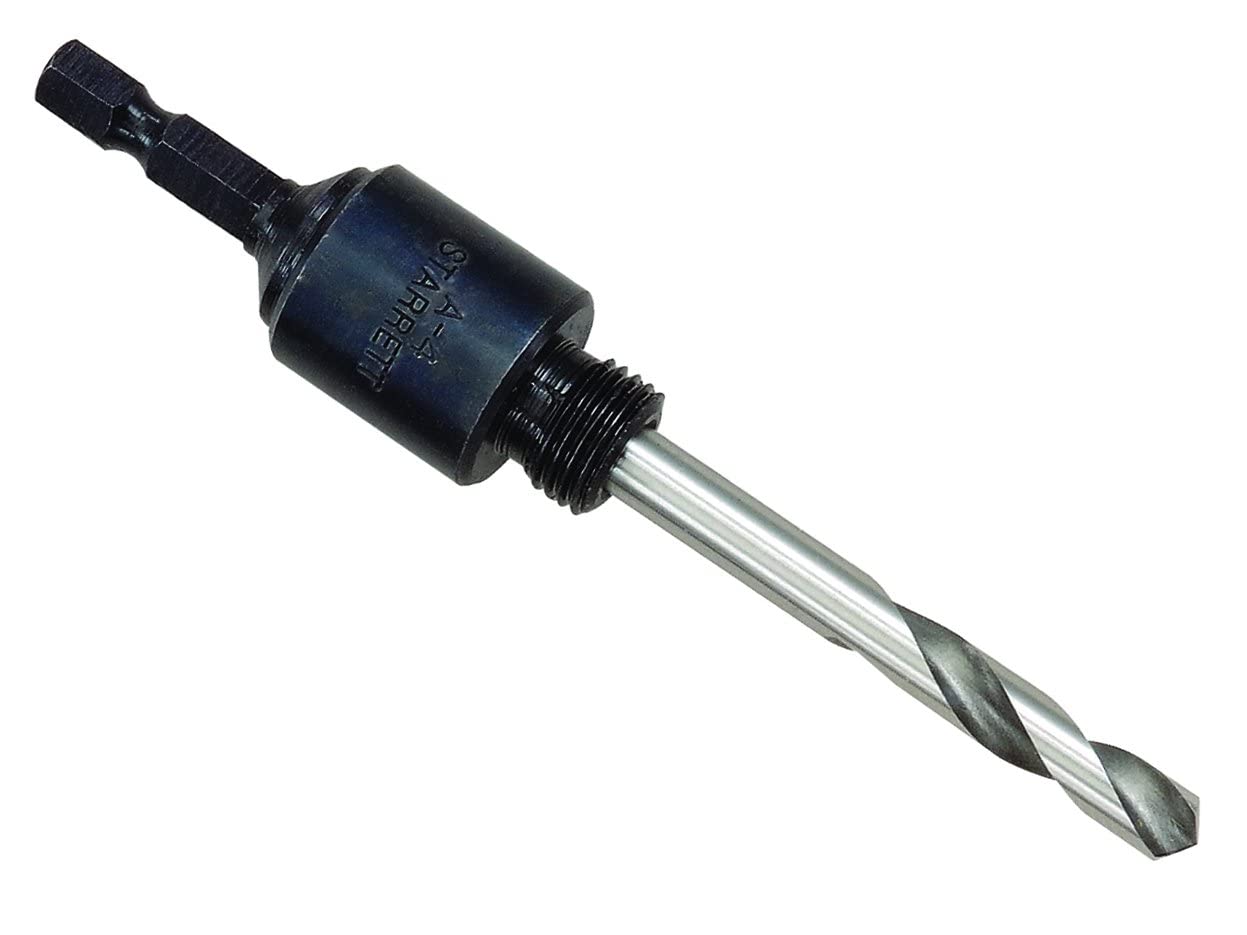 Starrett A4 Hole Saws Arbor - 14-30mm Hex Shank Arbor Screw Thread with 6.35mm High-Speed Steel Pilot Drill - Quick Change Mandrel