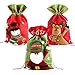 Angela&Alex Santa Sacks, 3 Pack Large Christmas 3D Fabric Gift Bags Burlap Toys Bags Drawstring 22 x 13.5 Inch Christmas Toys Holder White Snowmen Reindeer Embroidered Bag for Party Favors