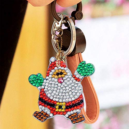 Christmas 5D DIY Key Chains Diamond Painting Santa Reindeer Xmas Tree Snowman Full Drill Rhinestone Mosaic Making Decorative Kits Pendant for Art Craft Key Ring Phone Charm Bag Decor (Christmas B)